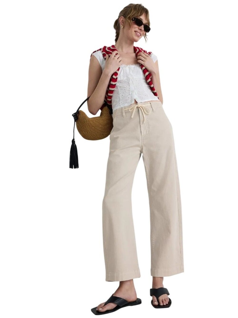 PAIGE Arellia Barrel Tie Ankle Jeans in Vintage Pumice Stone 31 Womens Denim Pan